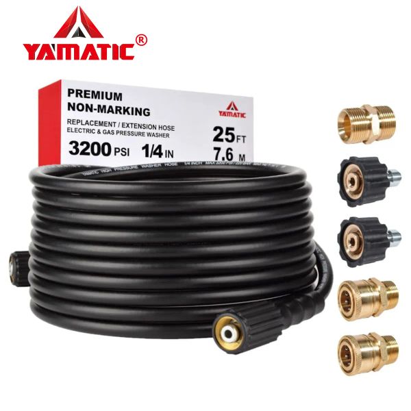 High Pressure Washer Hose Pressure Washer Car Wash Water Cleaning Hose Pipe Cord 1-4 Kink Free M22-14mm Brass Thread Replacement