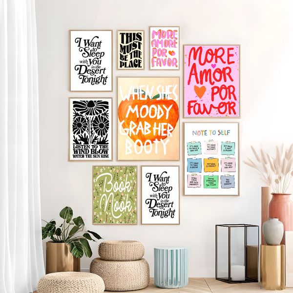 1 piece unframed painting print,Book corner, flowers, library reading corner books,creative waterproof canvas poster, bedroom, office