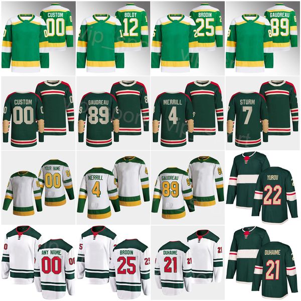 Hockey 2023 Reverse Retro 28 Liam Ohgren Jerseys 22 Danila Yurov 47 Alex Goligoski 89 Frederick Gaudreau 25 Jonas Brodin 12 Matt Boldy 4 Jon