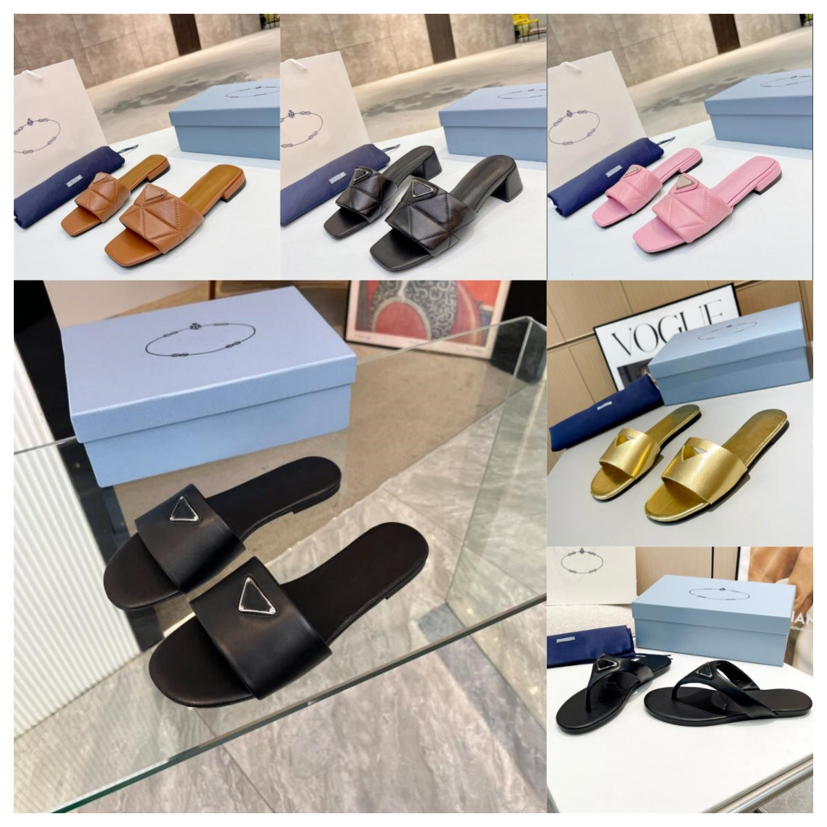 Classic Fashion Summer Slippers New Women&#039;s Grid Sandals Gold Black Brown Size 35-43