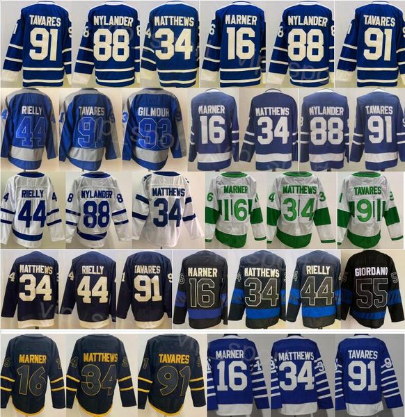 Reverse Retro Hockey 91 John Tavares Jersey 44 Morgan Rielly 55 Mark Giordano 58 Michael Bunting 93 Doug Gilmour 34 Auston Matthews Mitchell