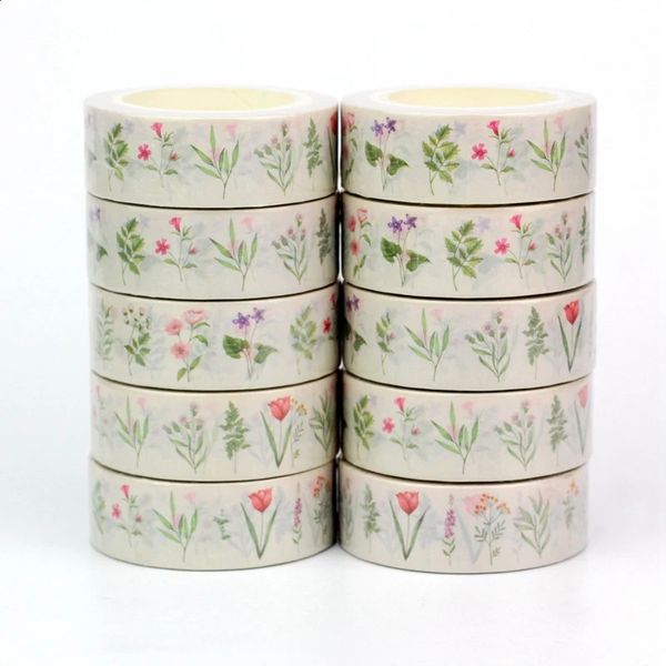 2016 2024 Bulk 10PCLot Decor botanical flower set Washi Tapes for Scrapbooking Journaling Adhesive Masking Tape Cute Stationery 240830