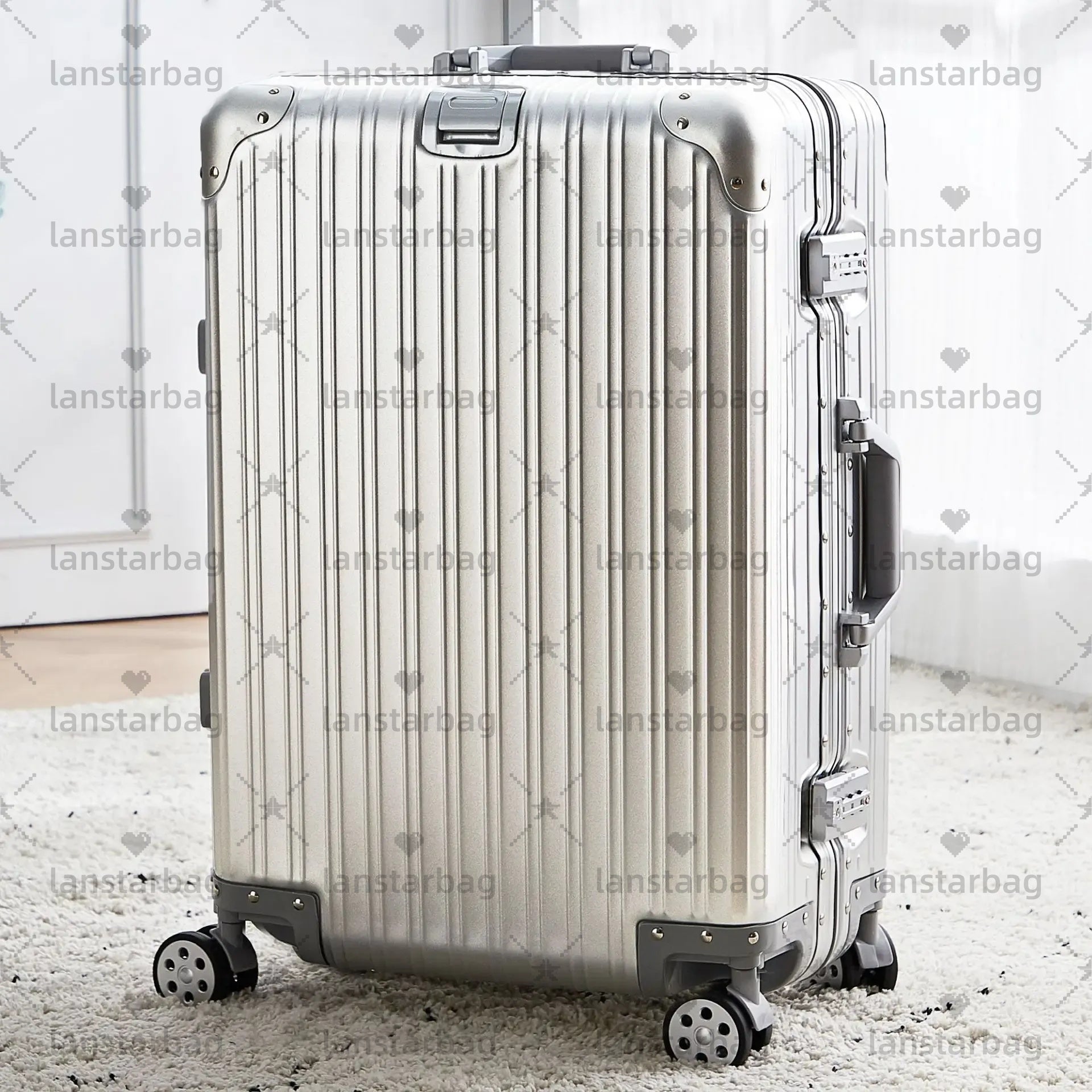 100% Aluminum 20 24 28 Inch Check in L Travel Suitcase Spinner Cabin Rolling Lage Trolley Case with Wheels rmw