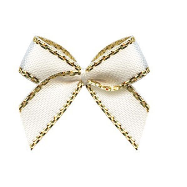 7-8 inch 200pcs Polyester Gold Edge Satin Ribbon Handmade Mini Bows for Craft Sewing Scrapbooking Wedding and Gift Wrapping