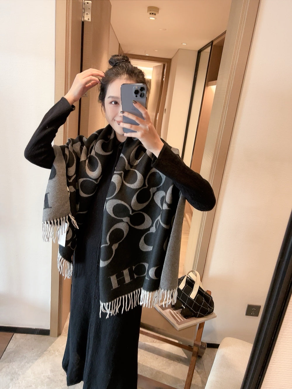 Classic Women Designer Scarf 100% Cashmere Scarves For Winter Warm Echarpe Women Long Wraps Pashmina Size 195x70cm With Box