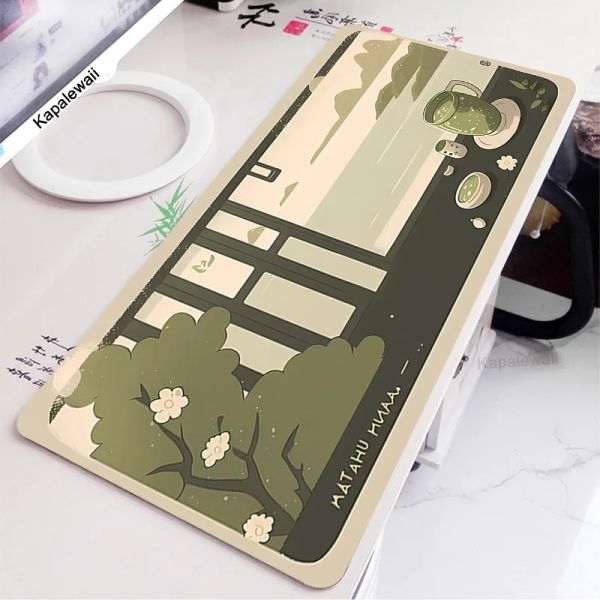 Cute Mouse Pad Gamer Mause Green Office Desk Mat XL Computer Deskmat 300x800 Mousepad Kawaii Office Accessories Pc Table Rug Xxl