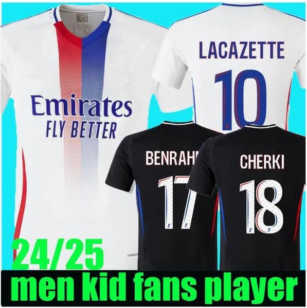 24-25 Maillot Lyons soccer jerseys DIOMANDE FOFANA DIAWARA 2024 2025 Home Away ADRYELSON BENRAHMA CAQUERET football shirts CHERKI mens Kids