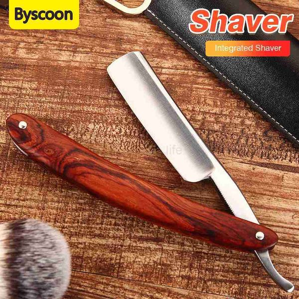 Professional Barbershop Mens Shaver Straight Edge Barber Razor Knives Manual Beard Shaving Care Shavette with Wiping ClothCL240718