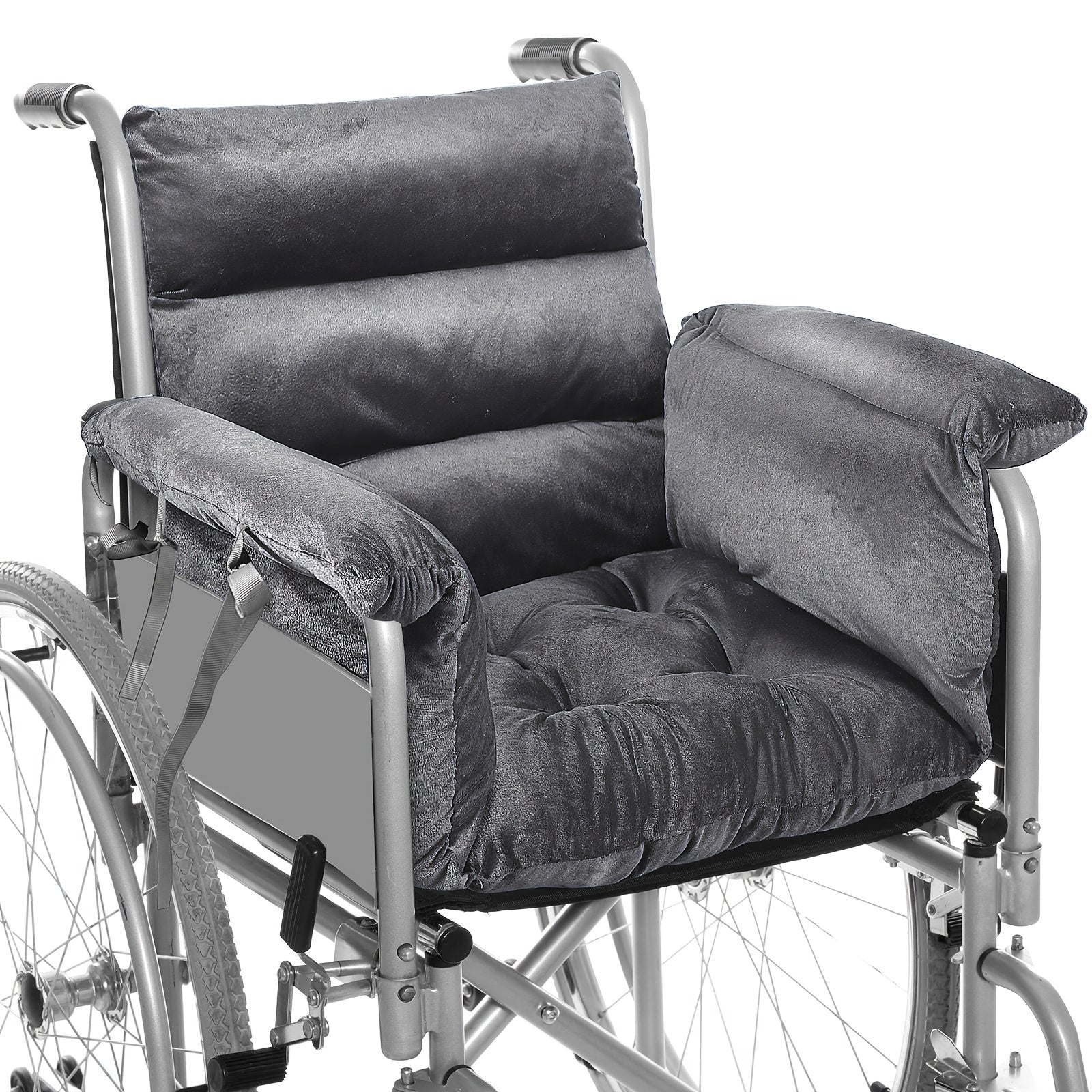 TEMU 1pc Wheelchair Seat Cushion With Straps, Recliner Design, Pressure Sore Prevention, Breathable Soft Pp Material, Easy To Clean, Fits 18-inch