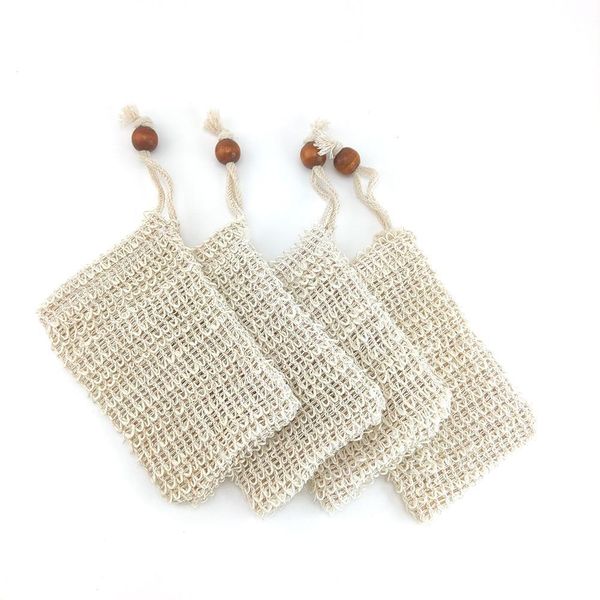 Exfoliating Mesh Bags Pouch For Shower Body Massage Scrubber Natural Organic Ramie Soap Bag Sisal Saver Loofah Moisturiz