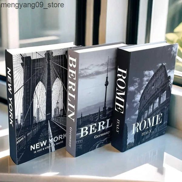 Other Home Decor Urban Architecture Luxury Fake Book Storage Box Modern Decorative Books Coffee Table Bedroom Home Decor Paris Tower Rome Lo