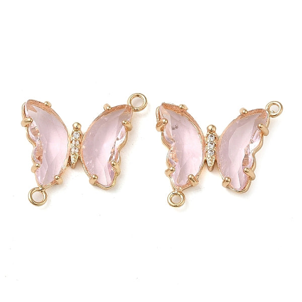 Facettierte Glasverbinder-Charms aus Messing mit Pavé-Fassung