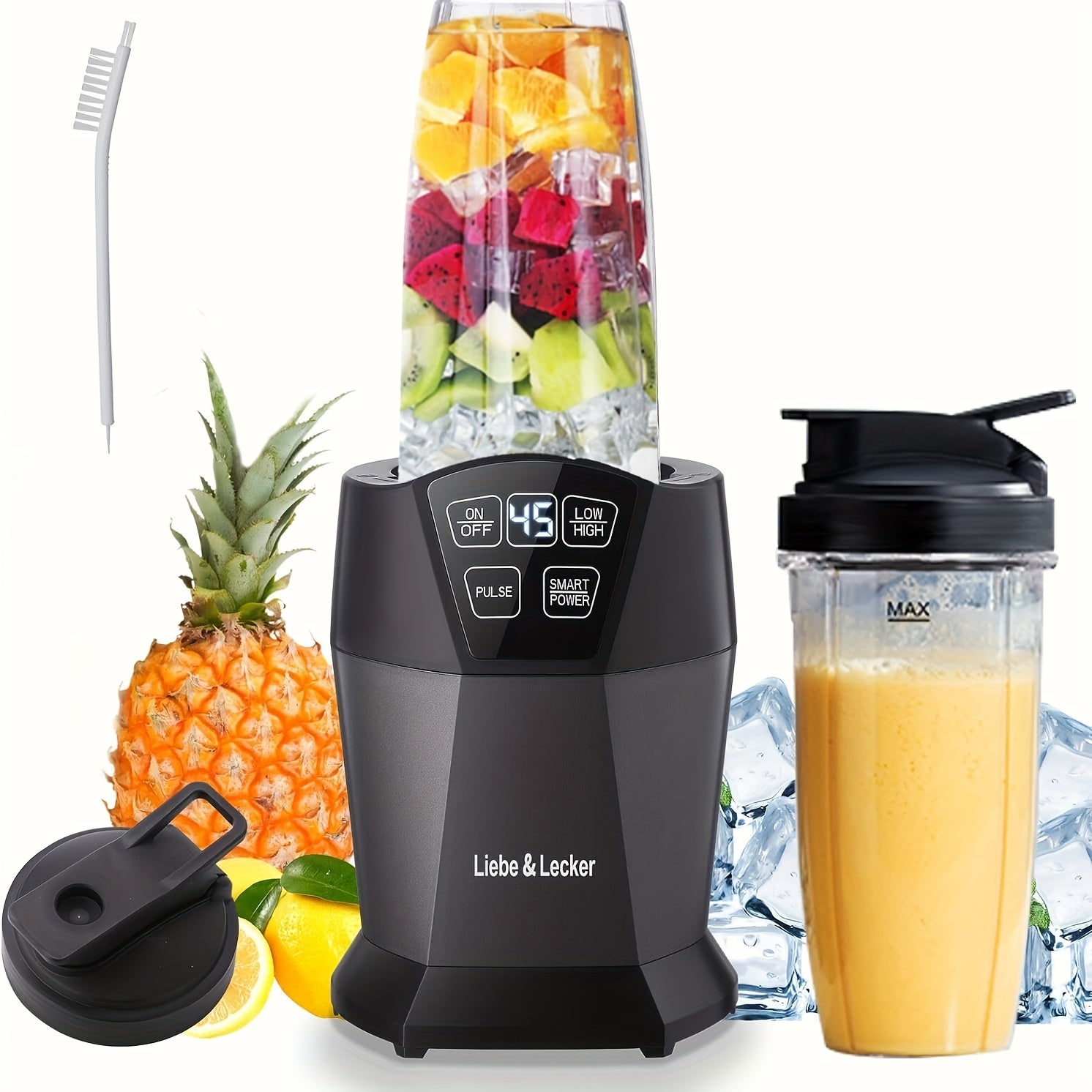 TEMU Homeleader Button Style With 1200w--watts, Smoothie Blender For Drinks, Shakes, Smoothies & Sauces, With 2 28-oz Cups & Spout Lids, Black