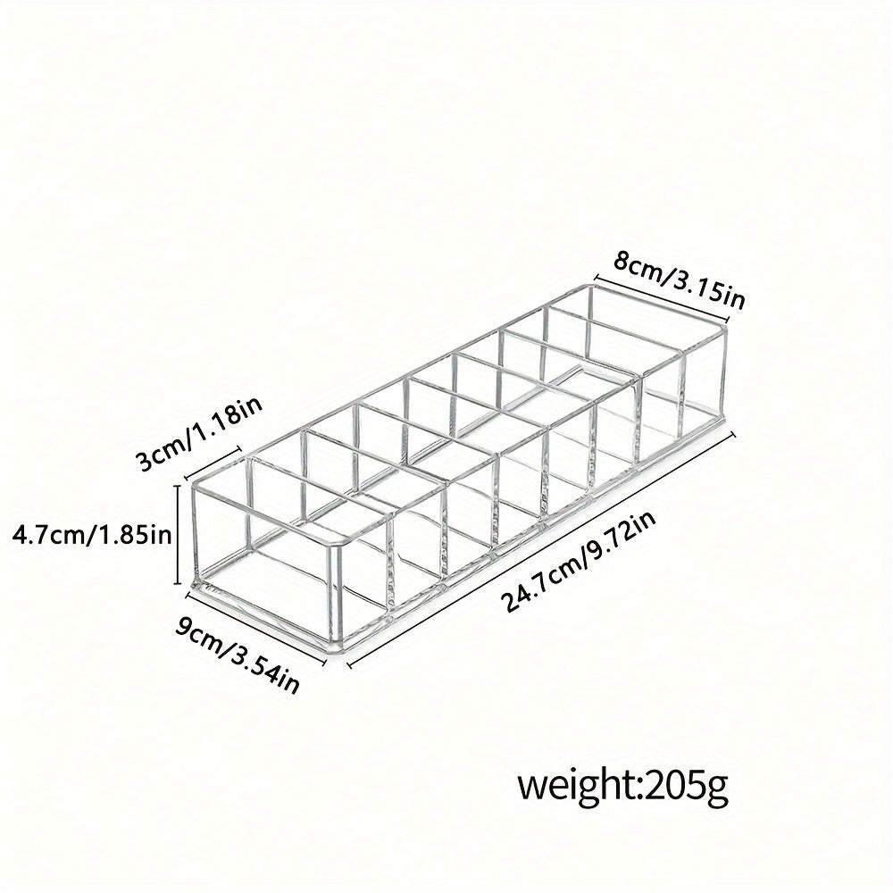 TEMU Acrylic Makeup Organizer With 8 Grids - Countertop Cosmetic Storage Case For Lipstick, Nail Polish, Accessories - Portable, Durable Plastic