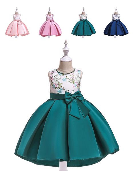 Beauty Green Blue Pink Red Jewel Flower Girl Dresses Girl&#039;s Birthday Dresses Girls Party Skirt Girl Everyday dress Kids&#039; Party Wea