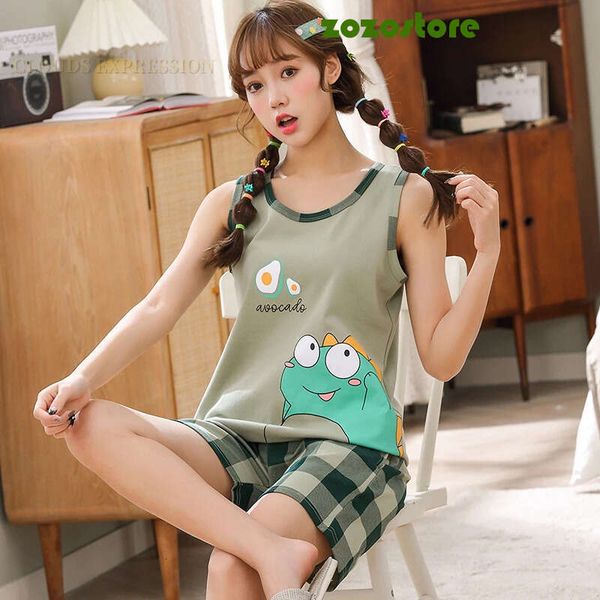 Summer Short Sleeved Pajamas For Women Cute Girl Sleepwear Cartoon Panda Pajama Set Pyjamas Yellow Sleepwear Homewear Fashion B3