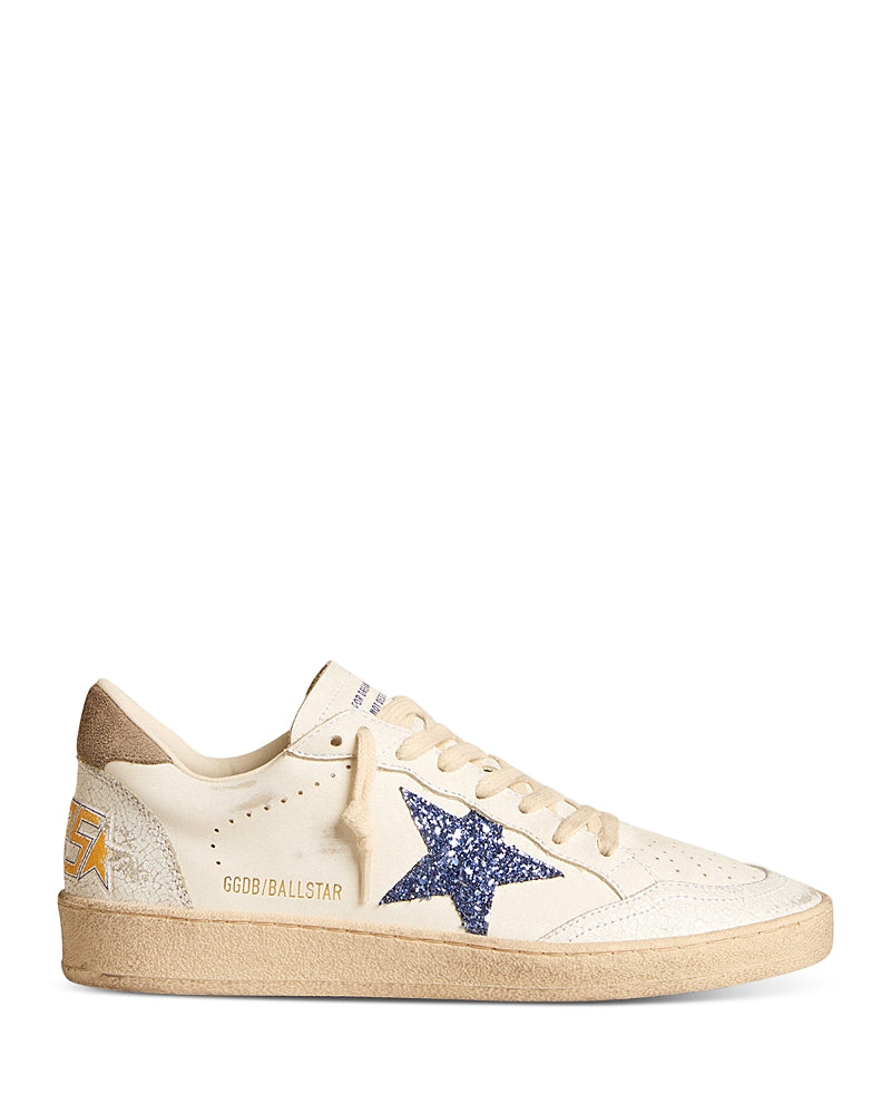 Golden Goose Women's Ballstar Crack Almond Toe Glitter Star Sneakers