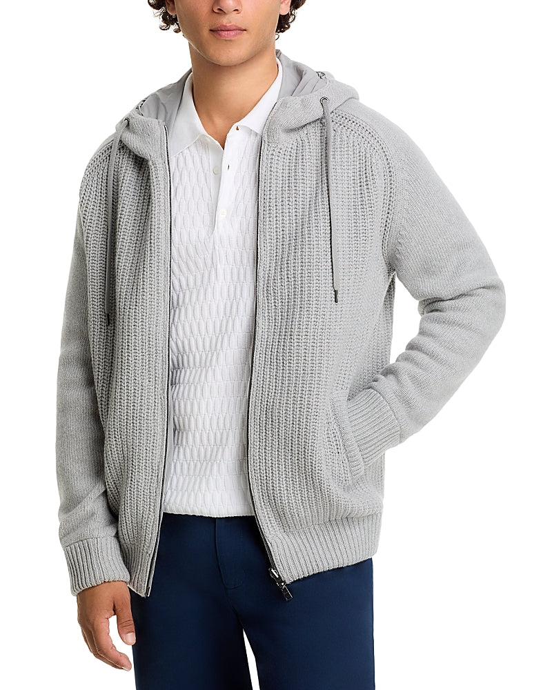Herno Knitted Zip Front Hoodie