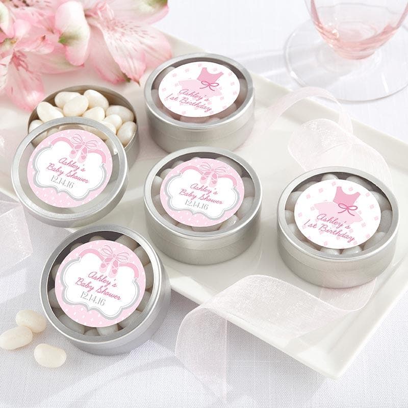 Personalized Tutu Cute Ballerina Silver Candy Tin (Set of 12)