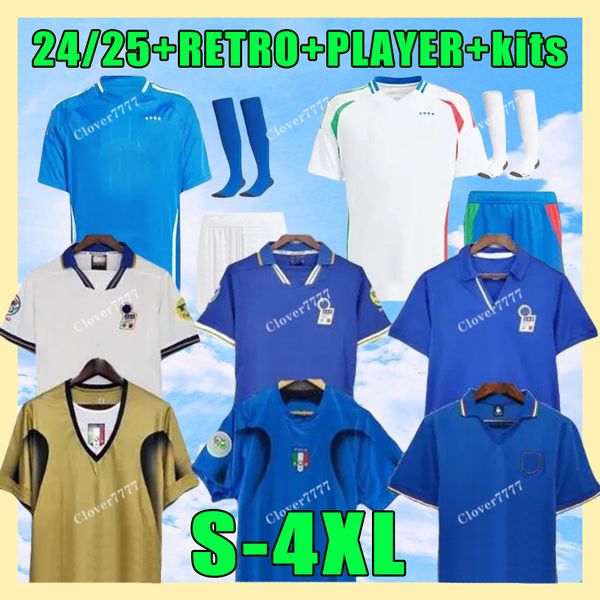 Retro 24 25 Italian jersey 125th Italys soccer jersey SCAMACCA IMMOBILE CHIESA football shirts RASPADORI JORGINHO BARELLA BASTONI VERRATTI M