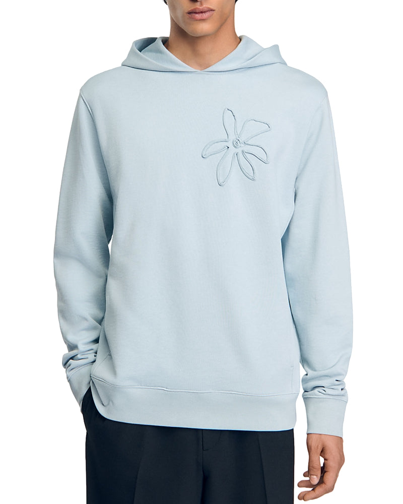 Sandro Cotton Flower Applique Regular Fit Hoodie