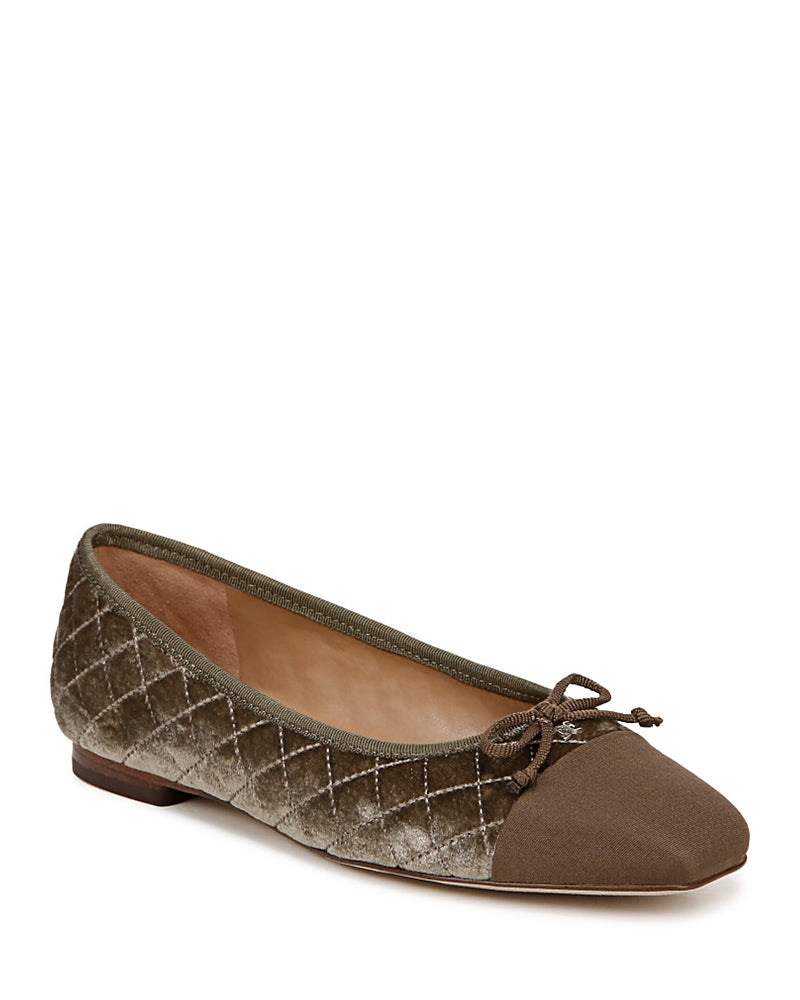 Sam Edelman Women's Marilyn Square Toe Brown Quilted Ballet Flats