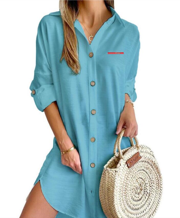 Womens Blouse Shirts Lapel Neck Skirts Designer Woman Tees Shirt Long Sleeves Blouses Sheer Women Tops Lady