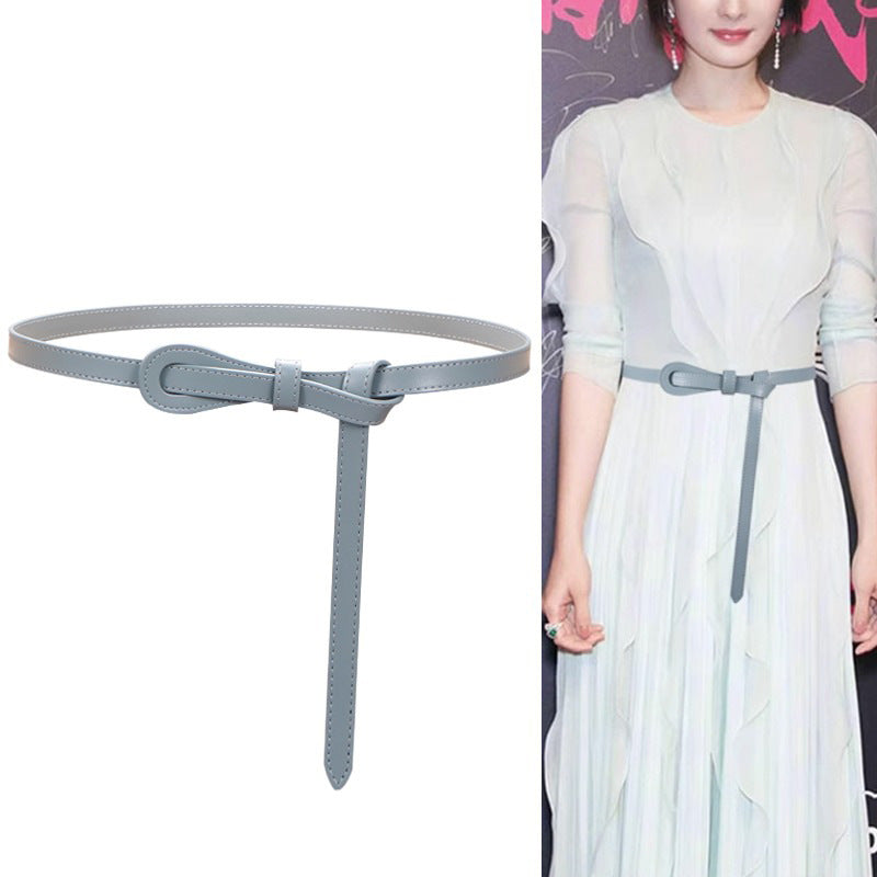 Slim belt women&#039;s genuine leather trendy fashion coat sweater with matching suit dress and waist-revealing small belt