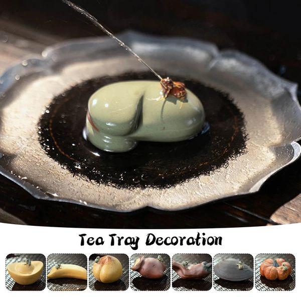 Tea Pet Zisha Creative Hand-sprayed Frog Pumpkin Purple Clay Fruit Sculpture Kungfu Tea Set Tea Ceremony Decor Art Carfts 250210