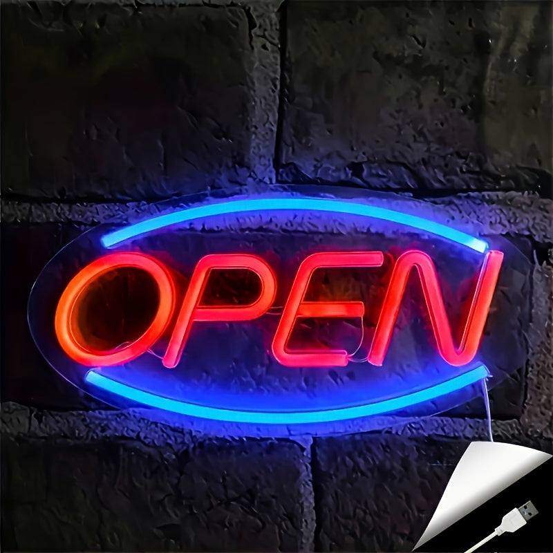 TEMU 1pc Open Neon Sign Led Business Neon Open Sign Wall Decor Night Neon Lamps Usb Wire For Bars, Stores, Coffee Shop, Hotel, Outdoor Decorations