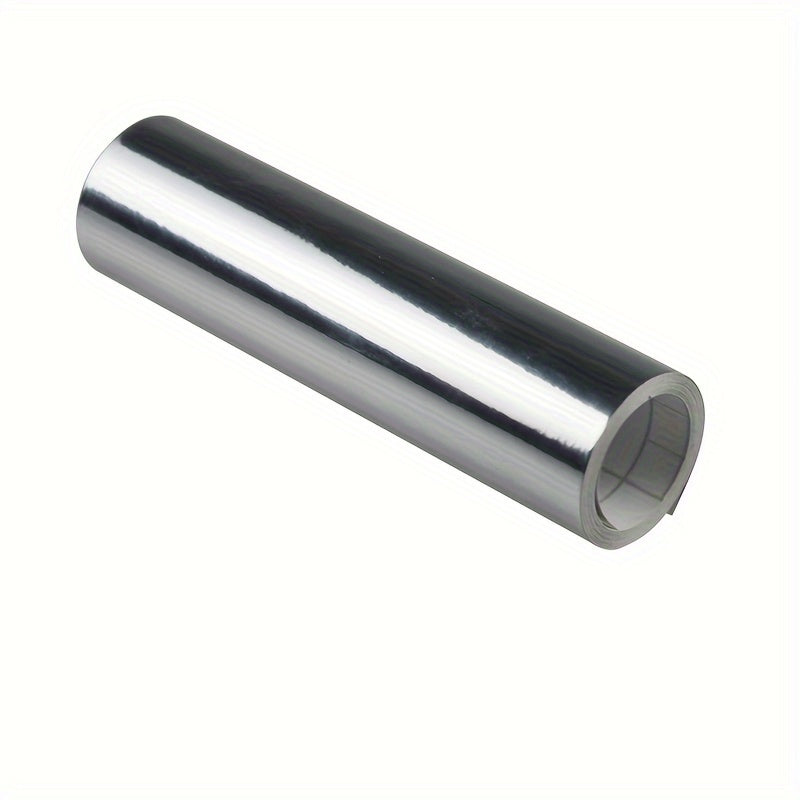 TEMU Pvc Chrome Silver Vinyl Wrap Car Sticker Decal, Bubble-free Adhesive, Universal Fit For Motorcycles And Vehicles - Reflective Exterior Film