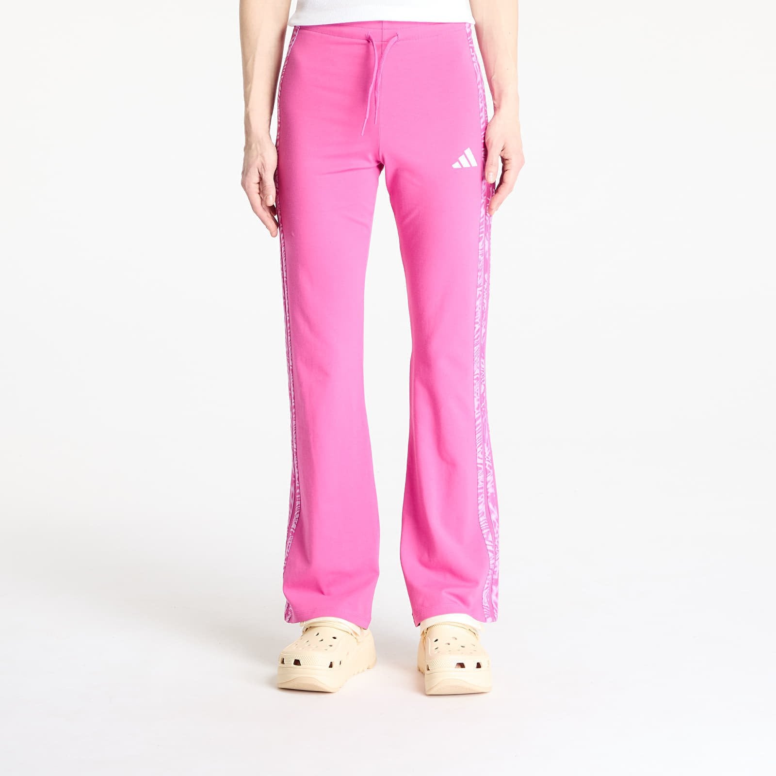 adidas Essentials 3 Stripes Print Cotton Leggings Semi Lucid Fuchsia L