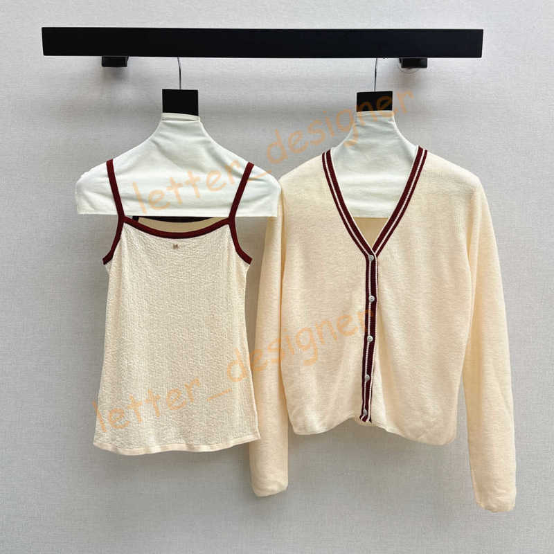 Designer Women&#039;s Sweaters 25Ss Autumn new Knitted Two-Piece Set Sleeveless Slim Vest V-neck Knitted Cardigan jacket sweater tanks top for women