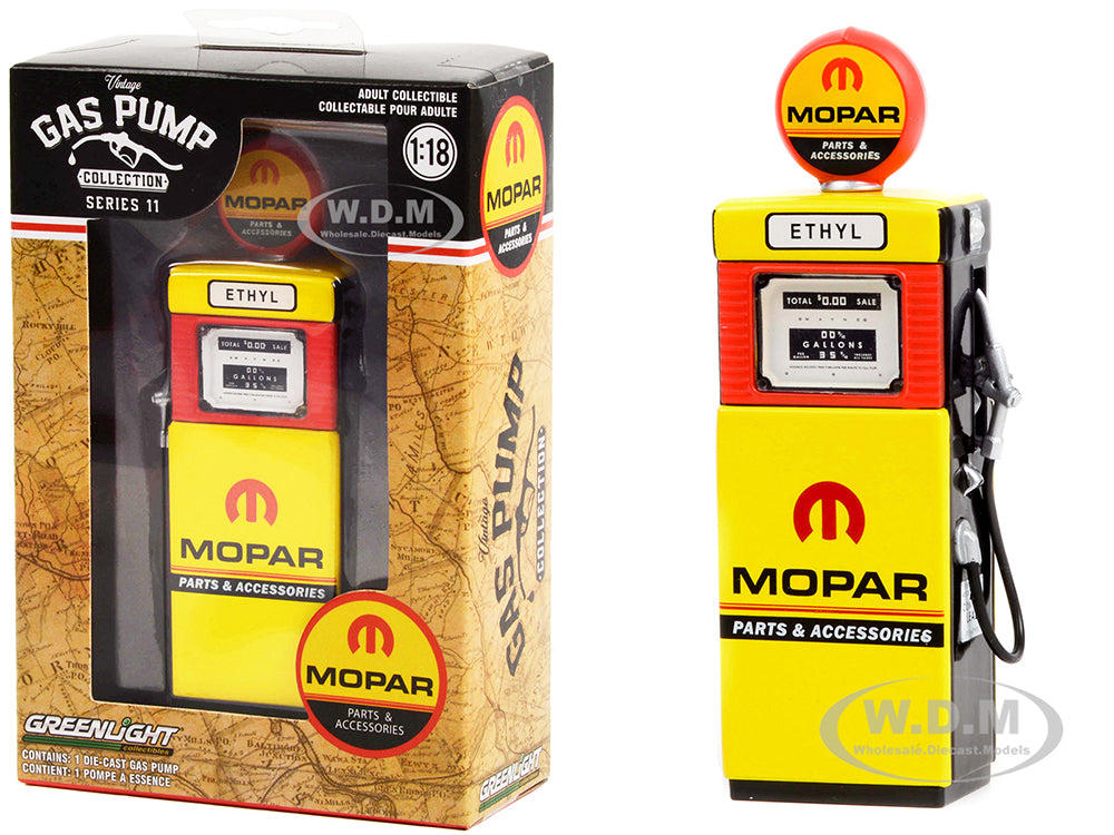 1951 Wayne 505 Gas Pump "MOPAR Parts &amp; Accessories" Yellow "Vintage Gas Pumps" Series 11 1-18 Diecast Replica by Greenlight