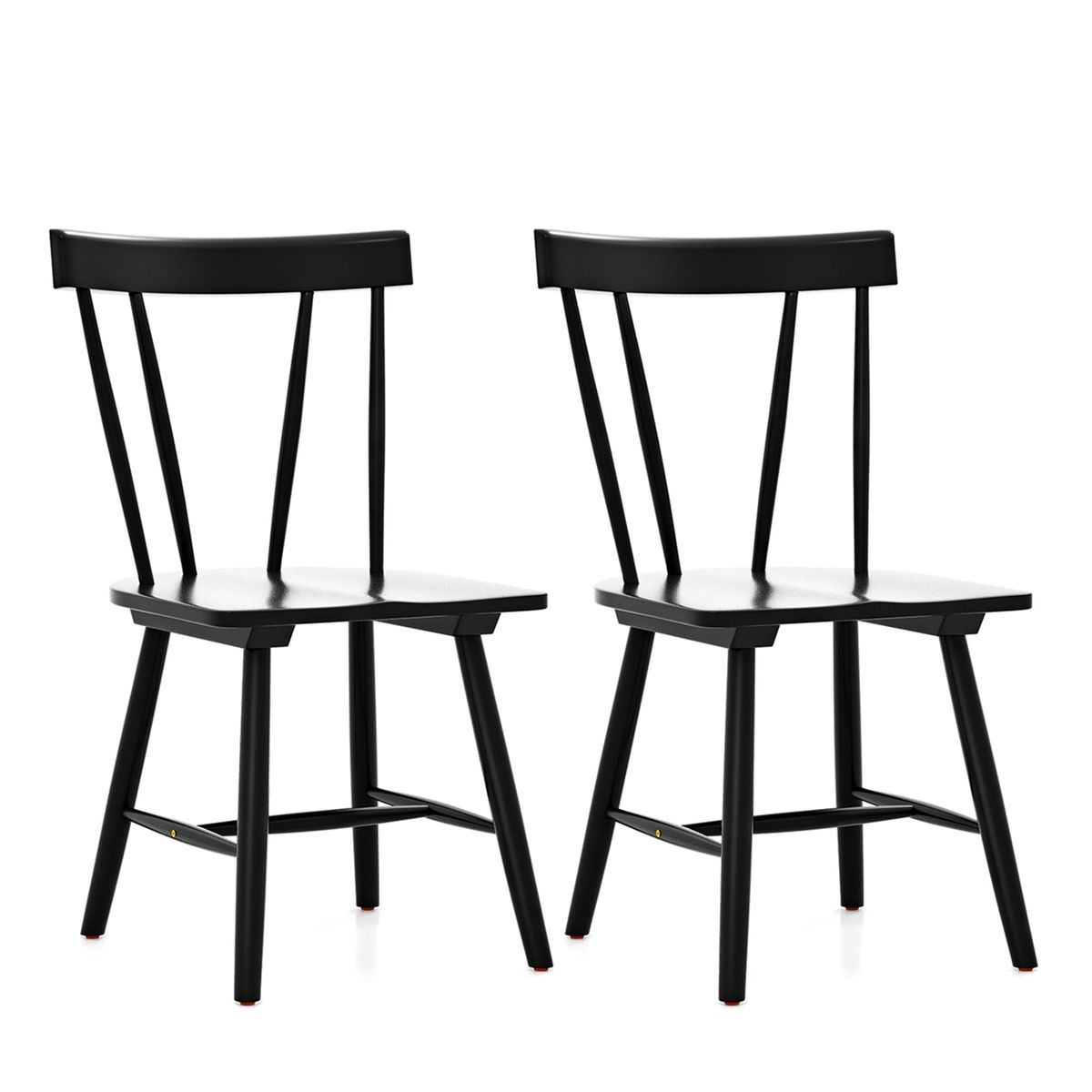 Armless Dining Chairs with Solid Wood Frame (Set of 2) - Black