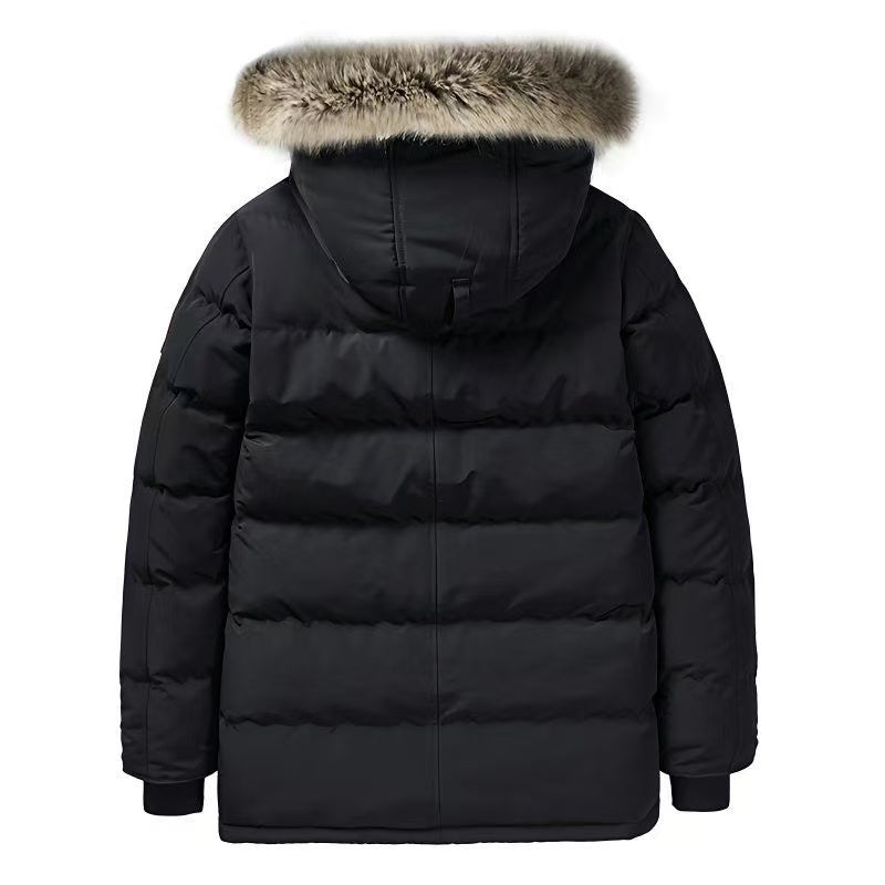 Down Jacket Gooses Coats luxury down Parka Homme Warm Outerwear Wolf Fur Hooded Fourrure Manteau Jacket Coat Hiver Doudoune Label designer jacket EU