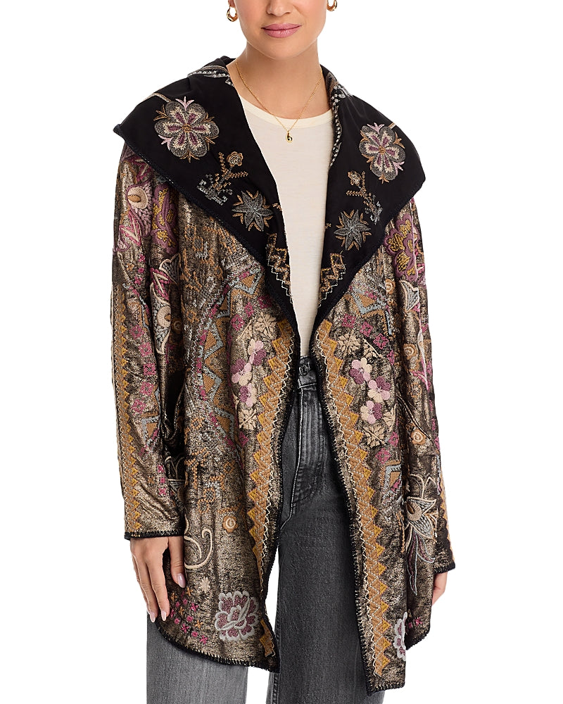 Johnny Was Biya Metallic Short Hoodie