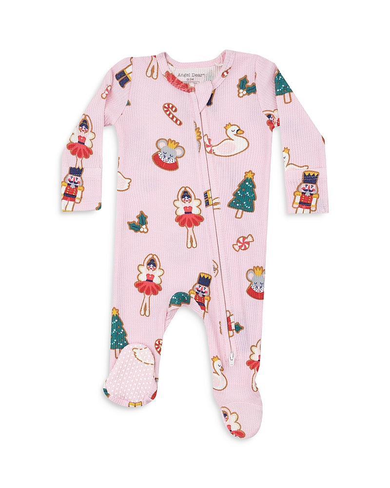 Angel Dear Girls' Sugar Plum Fairy Christmas Cookie Pink Zip Footie - Baby