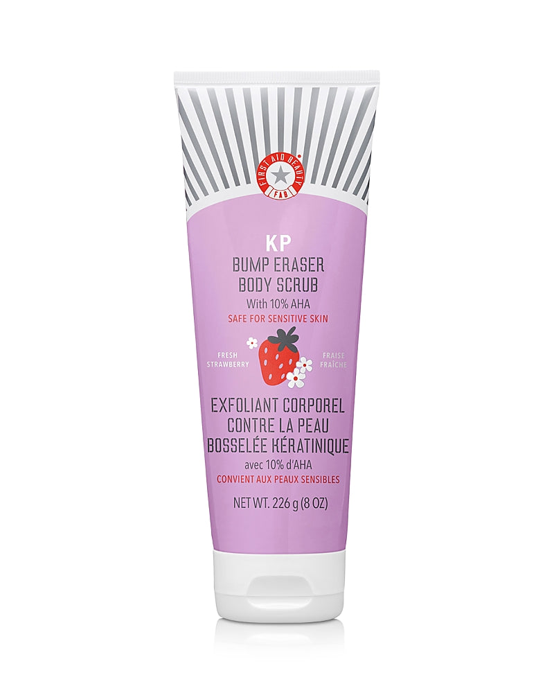 First Aid Beauty Kp Bump Eraser Body Scrub with 10% Aha Body Exfoliant for Keratosis Pilaris - Strawberry 8 oz.