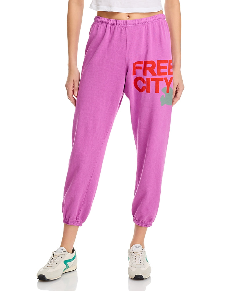Free City Cotton Logo Sweatpants in Pink Juice