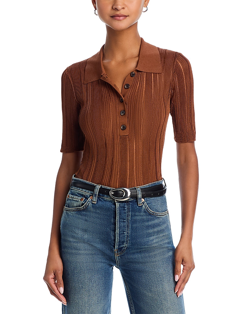 Frame Laddered Rib Short Sleeve Polo