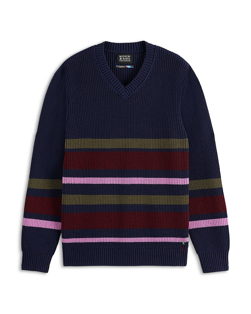 Scotch & Soda Striped V Neck Sweater