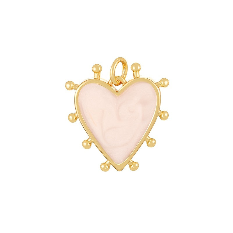 TEMU 1pc Colorful Heart Pendant Accessory Fashionable Personality Making Jewelry Supplies, Diy Craft Kit, Handmade Accessories, Decorative Beads,