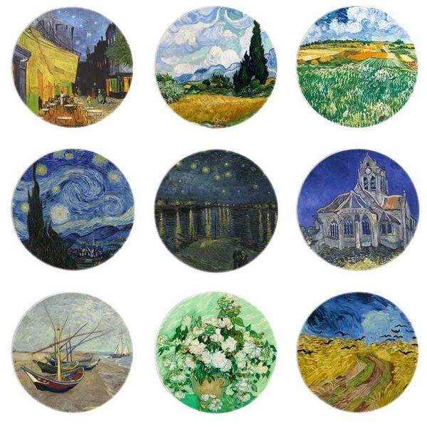 Decorative Plates Van Gogh Oil Painting Decorative Plate Hanging on the Wall European Style Living Room Dining Room Background CL250121