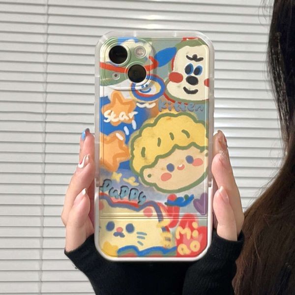 Graffiti Boy and Girl Suitable for 13 Pro Max 12 Phone Case 11 Bracket 15 Soft 14 Couple x