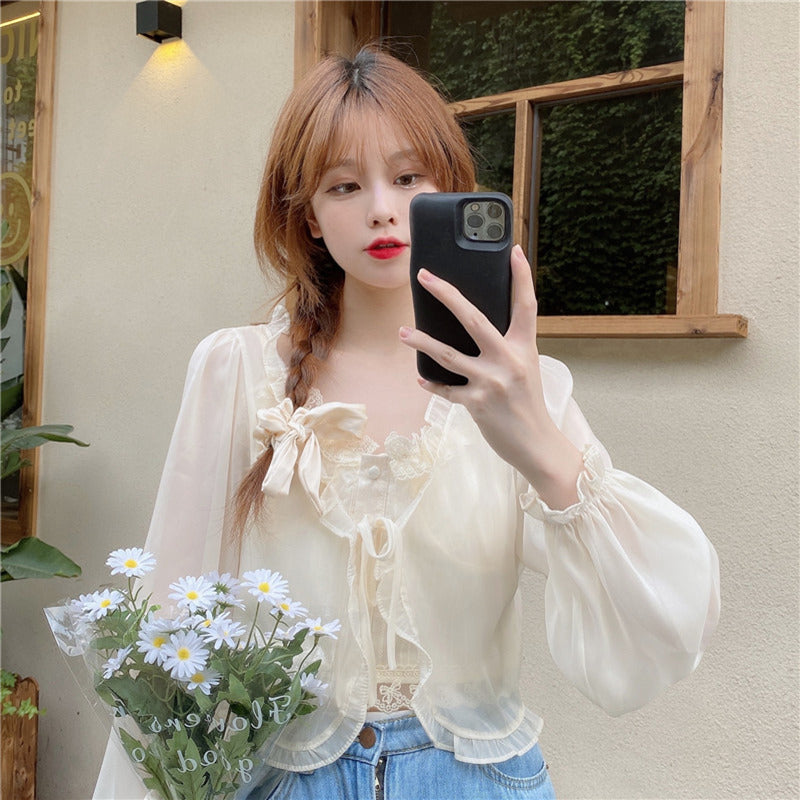 K891 Sun protection clothing cardigan jacket summer 2025 new style super fairy outer shawl with suspenders skirt chiffon shirt top