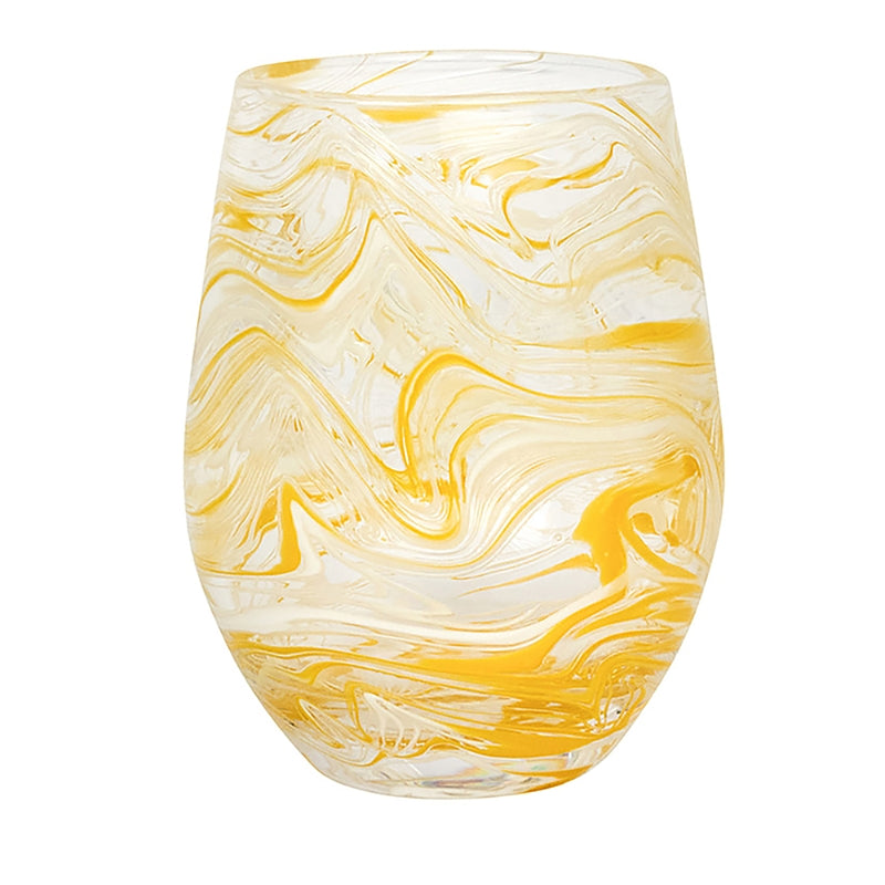 Julika Puro Marbled Stemless Wine Glass, Yellow