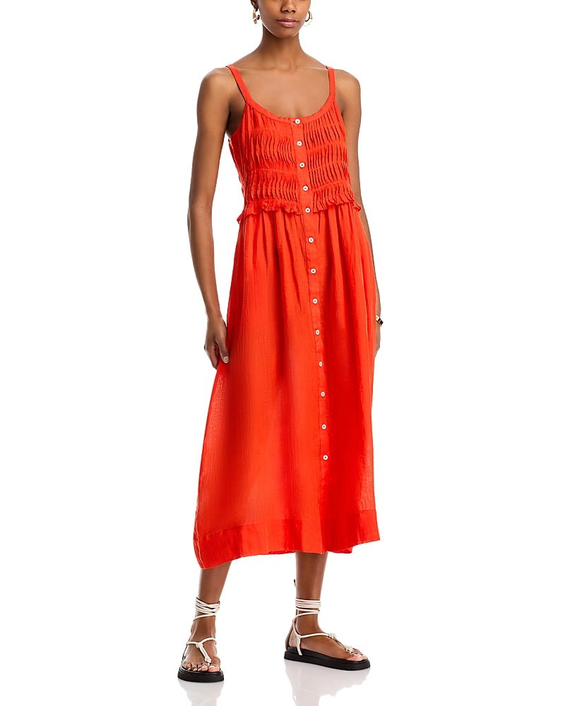 Sea Zora Solid Tank Button Down Midi Dress