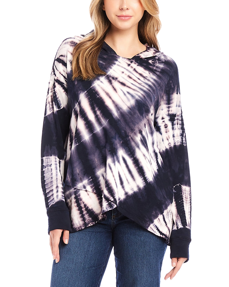 Karen Kane Tie Dyed Asymmetric Hem Hoodie Top