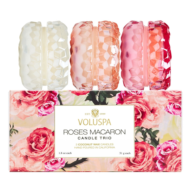 Voluspa Roses Macaron Candle Trio Gift Set